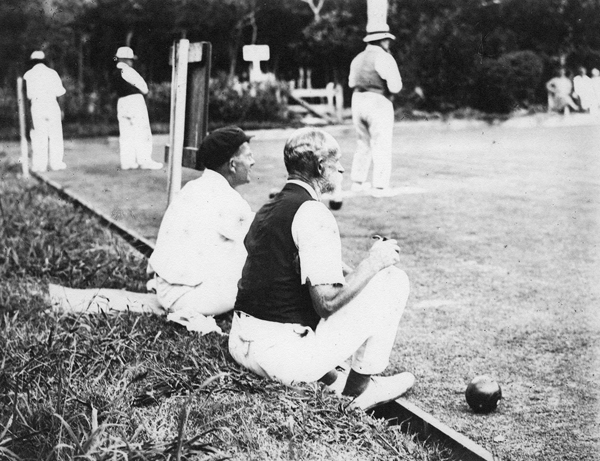 Phil, relaxing by the Bowling green
