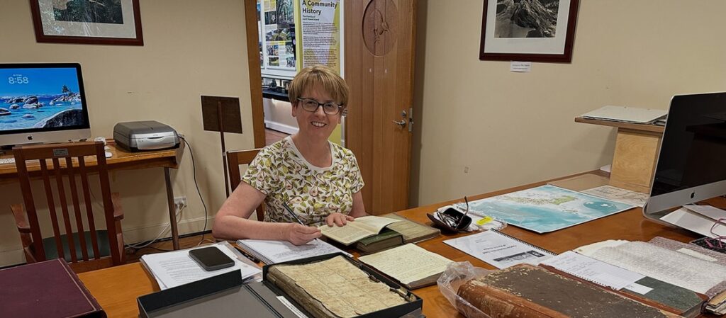 Susan Johnson in the Museum library