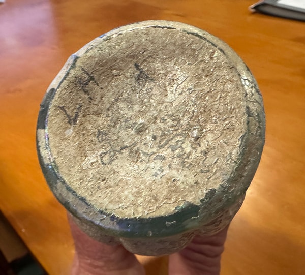 Photo showing the base of the unusual bottle